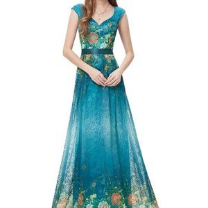 New Floral Lace Prom evening Party Maxi Dress